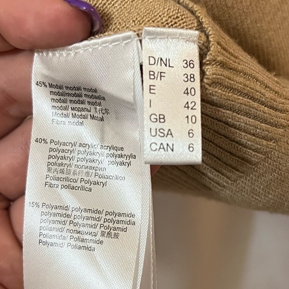 RABE beige fringe detail women’s open front sweater size 36 cowl neck - Picture 7 of 9